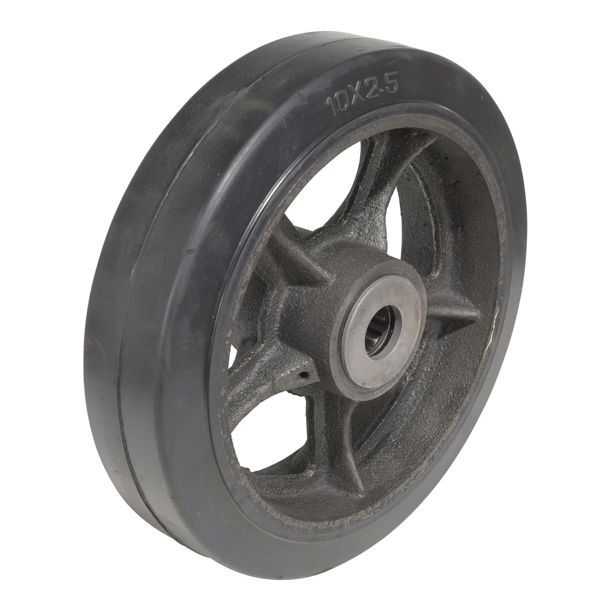 Vestil Mold-On Rubber Wheel - 10in. x 2in., 1000-Lb. Capacity, Zinc Plated, Model# WHL-VE-10X2MR
